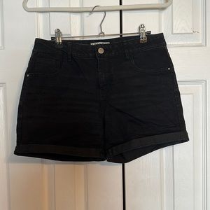Black denim roll up shorts. Size 8 (Fits small)